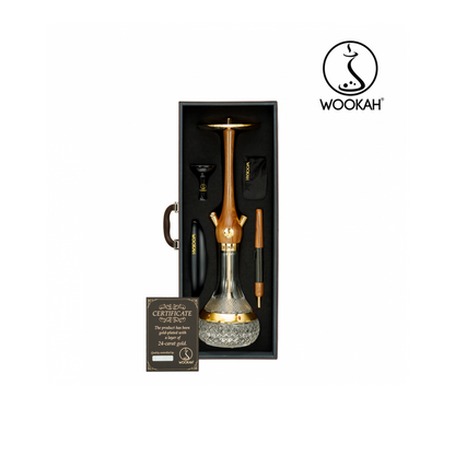 24k Gold Plated WOOKAH Amber Gold Walnut Set